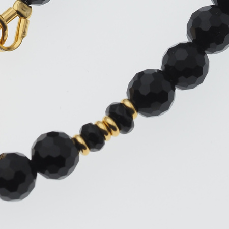 Naszyjnik - Onyks fasetowane kulki i srebro złocone