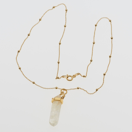 Naszyjnik - Cytryn sopel w okuciu na łańcuszku srebrnym złoconym