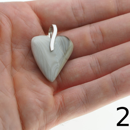 Zawieszka serce - Krzemień Pasiasty i srebro