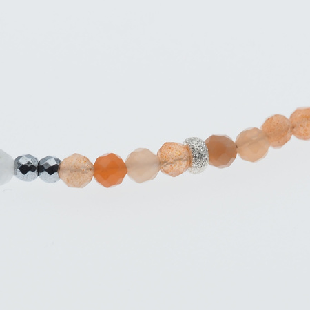 Bransoletka - Kamień Słoneczny, Księżycowy Kryształ Górski, Rubin i srebro