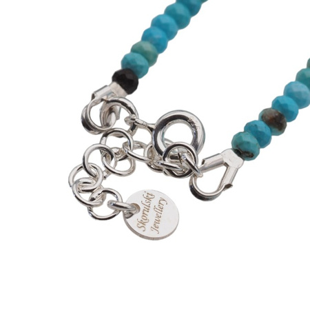 Naszyjnik - Turkus fasetowane oponki, Howlit i srebro