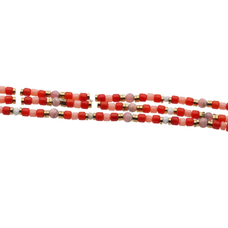 Bransoletka - Koral, Rodochrozyt, Howlit, Hematyt i srebro złocone