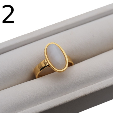 Pierścionek regulowany - Kamień Księżycowy owal i srebro złocone