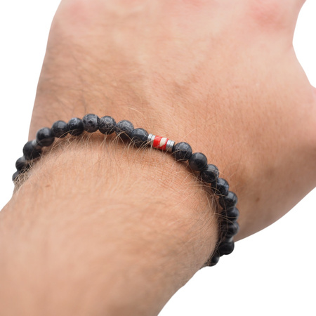 Bransoletka męska na gumce - Jaspis, lawa i Hematyt