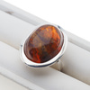 Pierścionek regulowany - Koniakowy Bursztyn owalny w srebrze