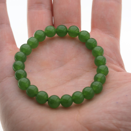 Bransoletka 18,5 cm - Jadeit zielony kulki 8mm