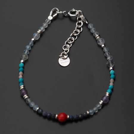 Bransoletka znak zodiaku ryby - mix kamieni i srebro