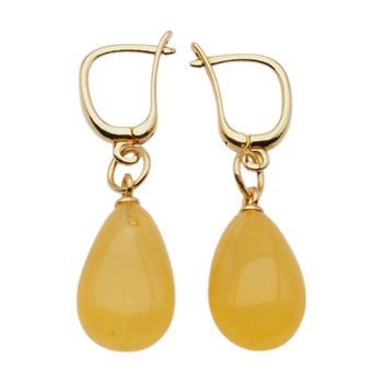 Kolczyki - Bursztyn łzy i srebro złocone