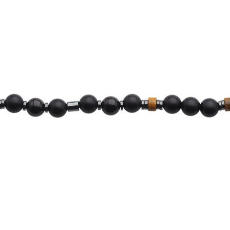 Naszyjnik męski - Jaspis, lawa, Hematyt i srebro