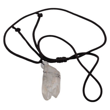 Naszyjnik regulowany- surowy Kryształ Górski na sznurku