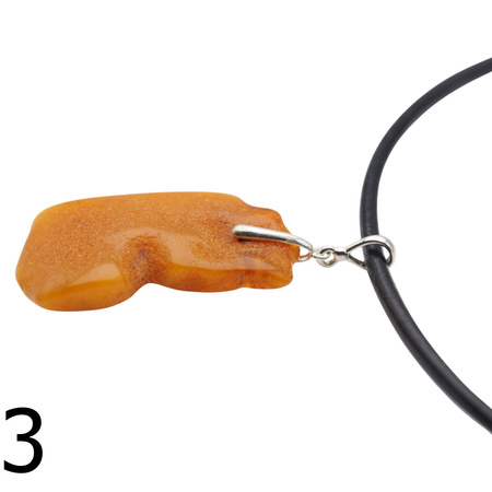 Naszyjnik  na rzemieniu - surowy Bursztyn mleczny