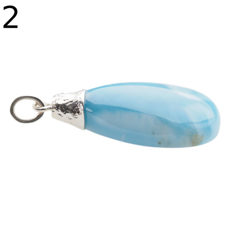 Zawieszka - larimar łza w srebrze młotkowanym