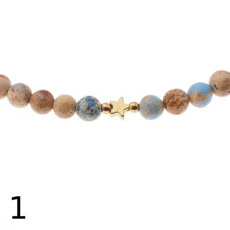 Naszyjnik z gwiazdką - Jaspis cesarski niebieski i srebro złocone