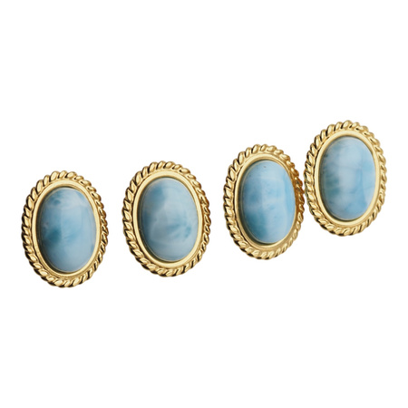 Klipsy- Larimar owal w srebrze złoconym
