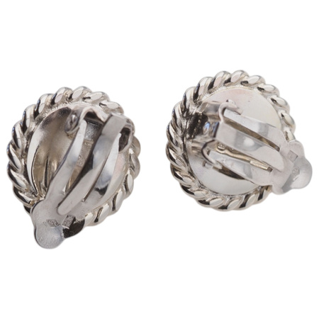 Klipsy - Perły białe koło w srebrze