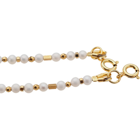 Bransoletka z Perłami i Jaspisem Dalmatyńskim – srebro pozłacane 24k, ręcznie robiona, zawieszka kwiat