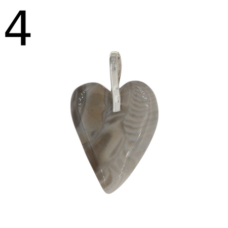 Zawieszka serce - Krzemień Pasiasty i srebro