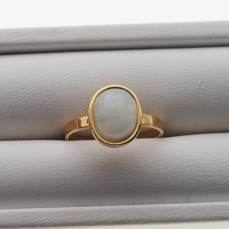 Pierścionek regulowany - Kamień Księżycowy owal i srebro złocone