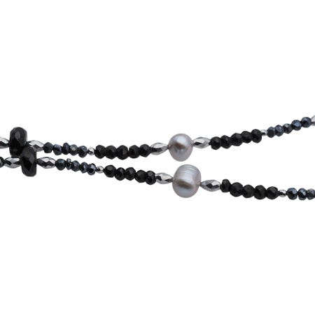 Naszyjnik - Spinel, Turmalin, Perły, Hematyt i srebro