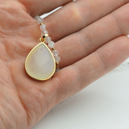 Naszyjnik z Kamieniem Księżycowym – ręcznie wykonany, srebro pozłacane 925