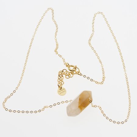 Naszyjnik - Cytryn (Kwarc Żółty) sopel  na łańcuszku srebrnym złoconym