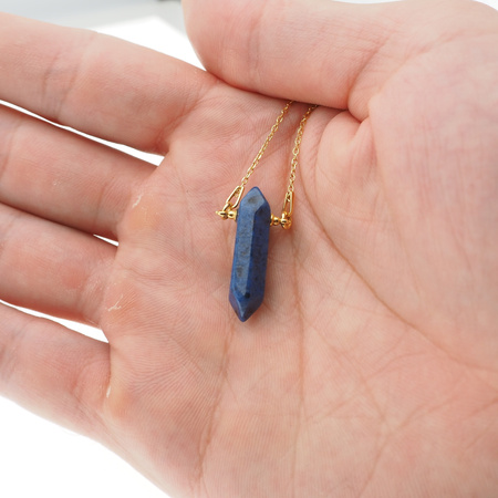 Naszyjnik - Dumortieryt sopel na łańcuszku srebrnym złoconym