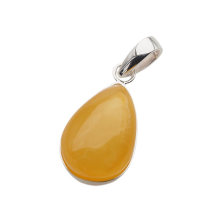 Zawieszka - Bursztyn mleczny łza w srebrze