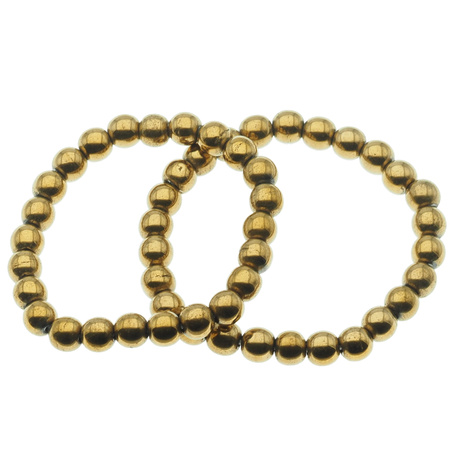 Bransoletka na gumce - Hematyt złoty kulki 8 mm