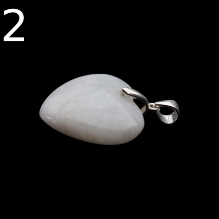 Zawieszka - Kamień Księżycowy serce w srebrze