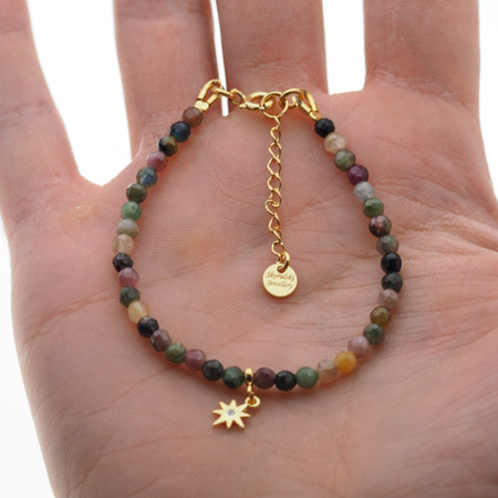 Bransoletka - Turmalin kolorowy i srebro złocone