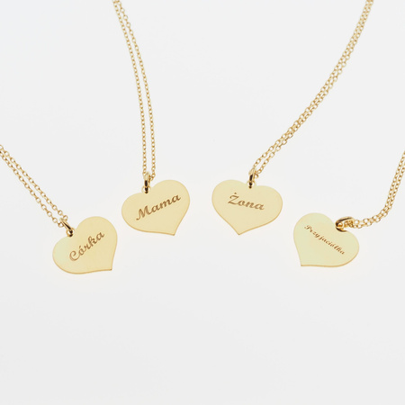 Naszyjnik serce z napisem - srebro złocone