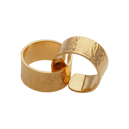 Pierścionek - obrączka młotkowana w srebrze złoconym