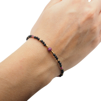 Bransoletka znak zodiaku baran - mix kamieni i srebro złocone