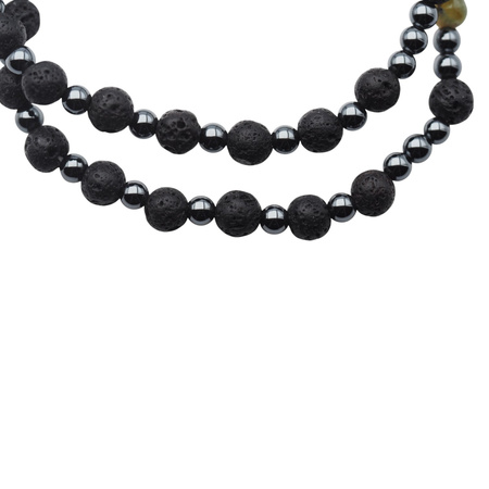 Bransoletka różaniec na gumce - Lawa Wulkaniczna, zielonego Granat, hematyt