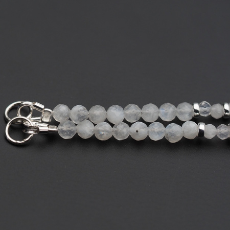 Bransoletka - Kamień Księżycowy kulki i srebro