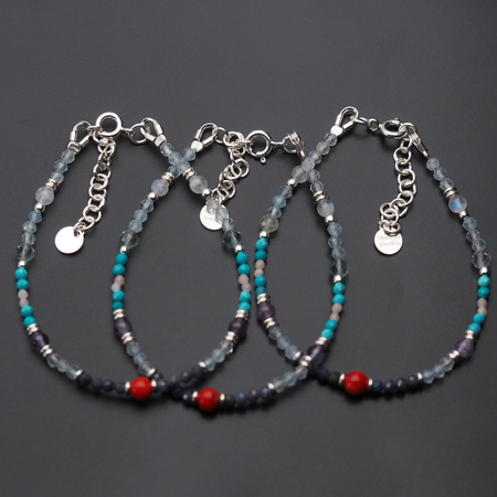 Bransoletka znak zodiaku ryby - mix kamieni i srebro