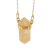 Naszyjnik - Cytryn (Kwarc Żółty) sopel w okuciu na łańcuszku złoconym