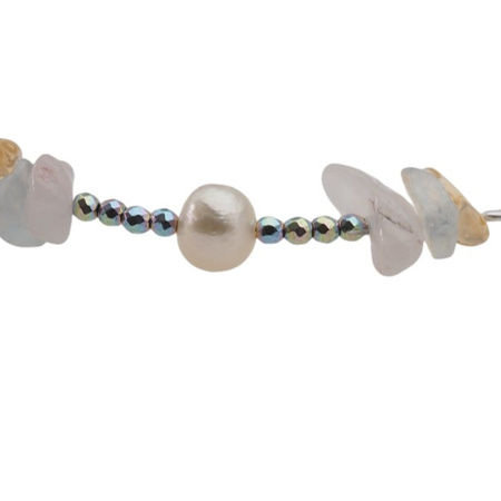 Bransoletka - Perła, Kwarc, Cytryn, Hematyt kostki i srebro