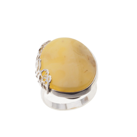 Pierścionek - Mleczny Bursztyn w srebrze (rozmiar 22)