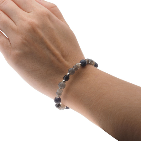 Bransoletka - Labradory, Iolit i srebro