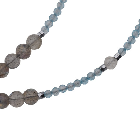 Naszyjnik z zawieszką - Labradoryt, Topaz, Kryształ Górski i srebro