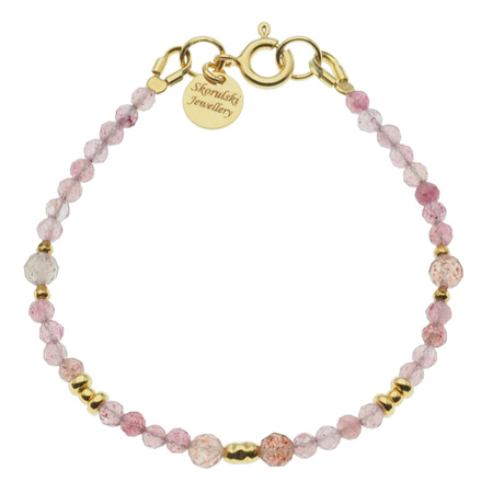 Bransoletka - Kwarc Arbuzowy, Hematyt i srebro złocone