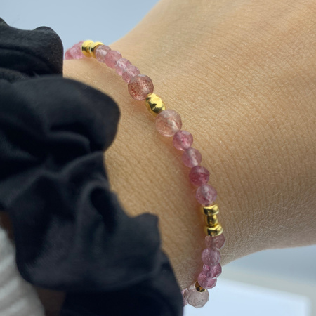 Bransoletka - Kwarc Arbuzowy, Hematyt i srebro złocone