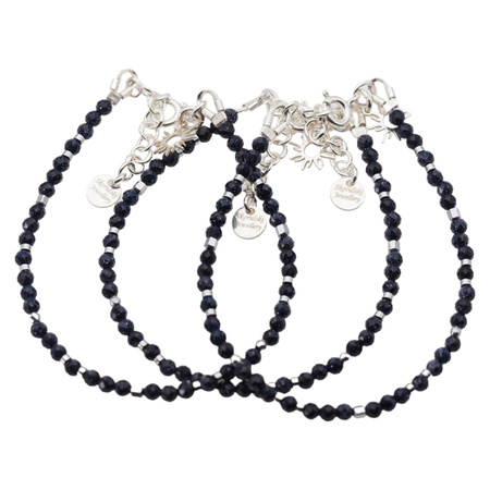 Bransoletka - Noc Kairu, hematyt, słońce i srebro