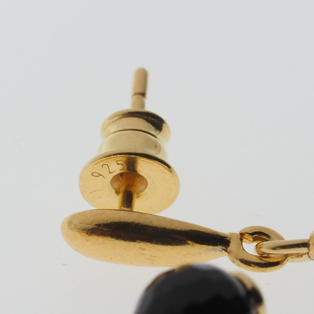 Kolczyki wiszące sztyfty - Spinel fasetowane kulki i srebro złocone