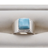 Pierścionek sygnet- Larimar kwadrat i srebro