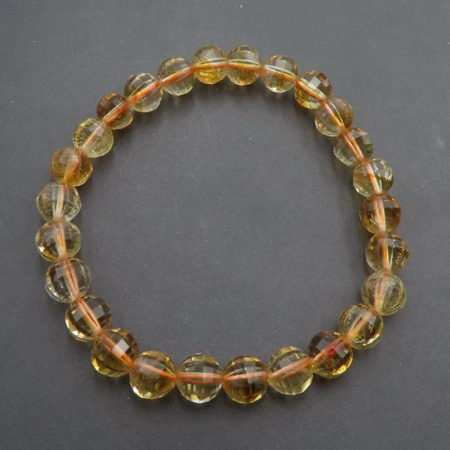 Bransoletka 18,5-19 cm na gumce - Cytryn fasetowane kulki 7mm