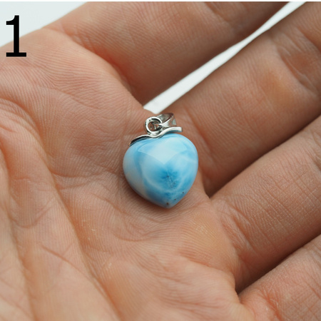 Zawieszka - larimar serce w srebrze rodowanym