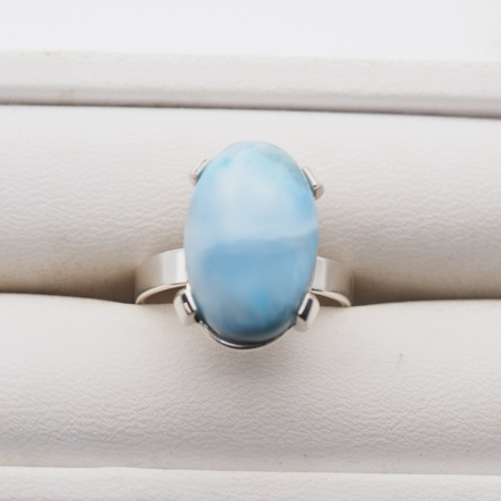 Pierścionek - owalny Larimar 17x11 mm w srebrze