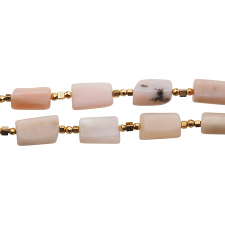 Bransoletka z kwiatem - Opal Różowy i srebro złocone